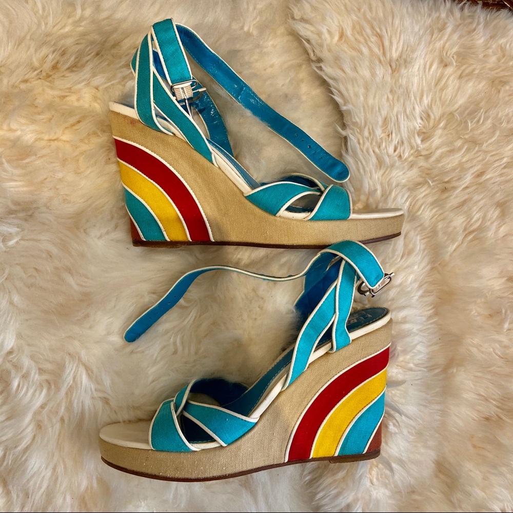 Vintage Salvatore ferragamo beachy Aqua heels